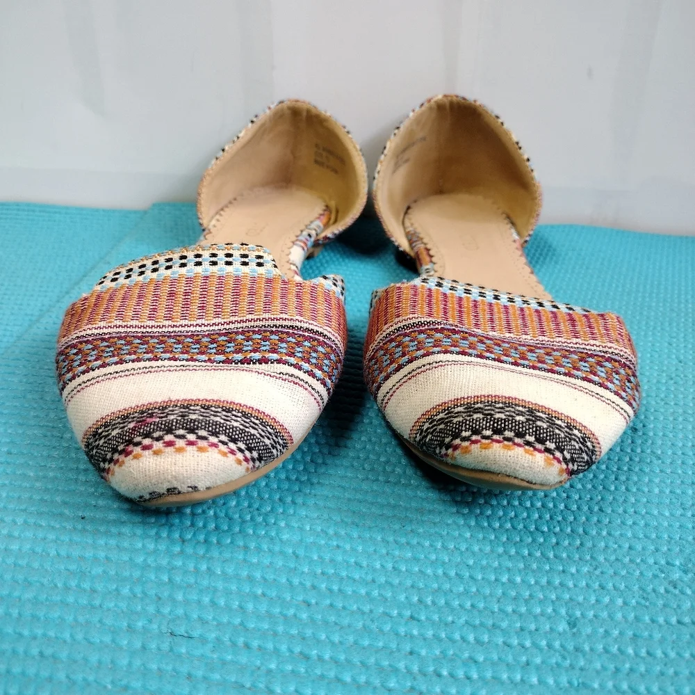 Restricted Flats Striped Fabric Pointed Toe Boho Flats - 10